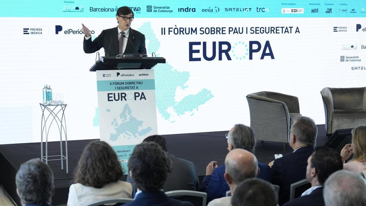 Salvador Illa, en el II Foro Prensa Ibérica para la paz y la seguridad en Europa