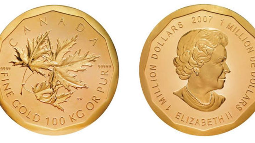 El modelo de moneda de oro d 100 kilos robado en Berlín.