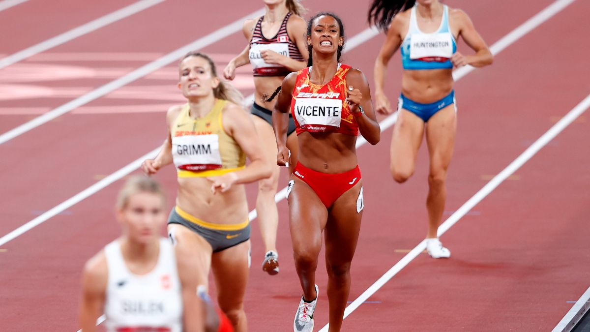 La española María Vicente durante el heptatlón femenino de los Juegos Olímpicos 2020