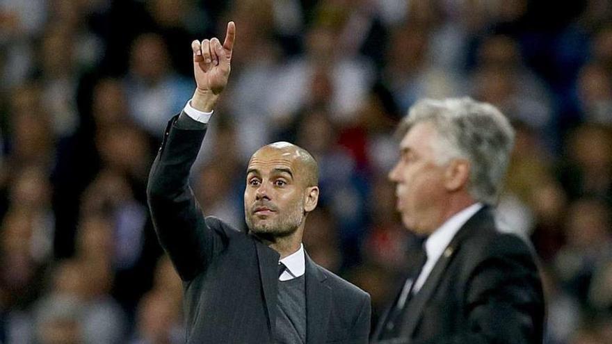 Pep Guardiola y Carlo Ancelotti, cuando se enfrentaron con Bayern y Madrid en Liga de Campeones.