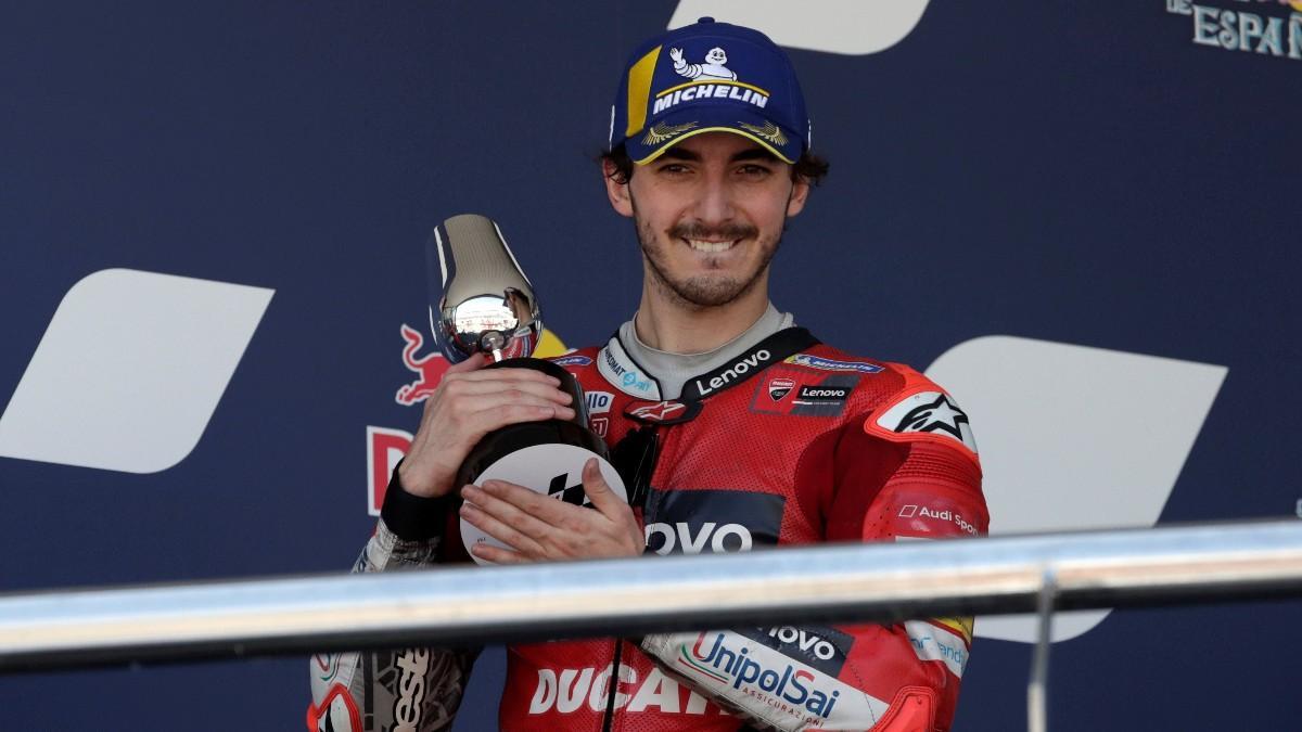 Pecco Bagnaia, en el podio del Circuito de Jerez-Ángel Nieto