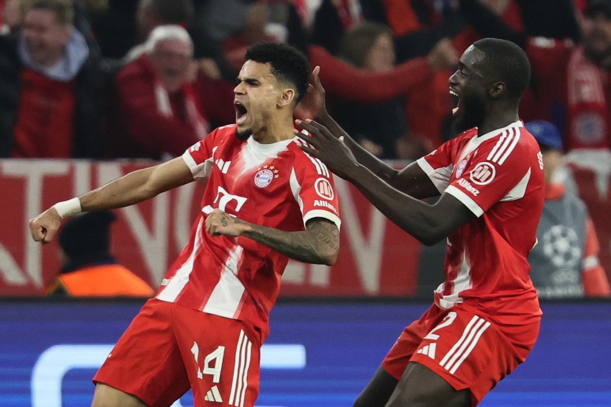 Luis Díaz celebra el gol con el que el Bayern eliminó al Real Madrid en la Champions League