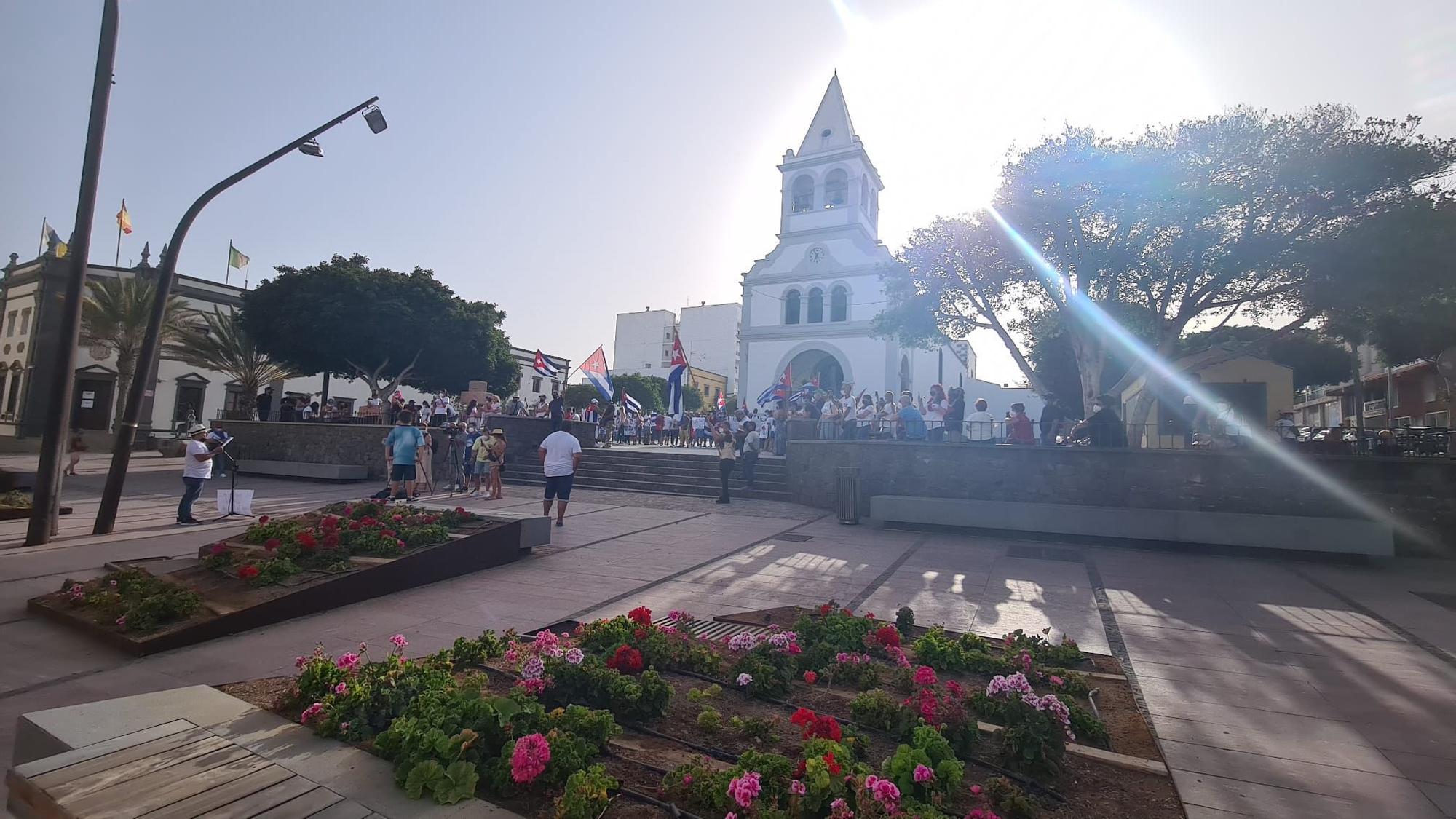 Protesta de la comunidad cubana en Puerto del Rosario, en Fuerteventura (17/07/2021)