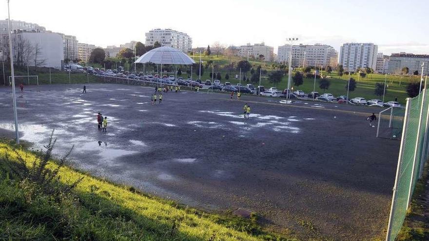 Actual campo de fútbol en Eirís.