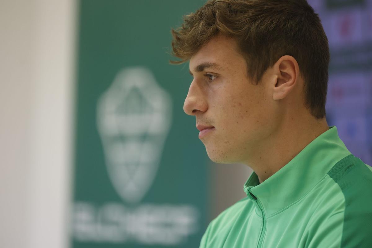 David López, en la sala de Prensa del estadio Martínez Valero