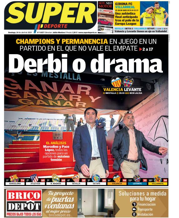 Portada SUPERDEPORTE domingo 14 de abril de 2019