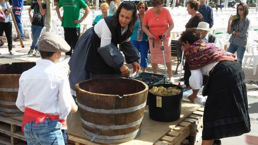 Pisada de la uva en la anterior edición de la Fiesta de la Vendimia.