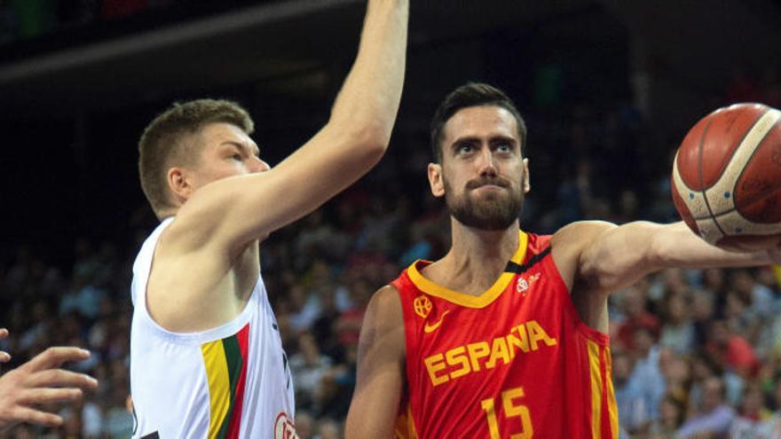 Joan Sastre, en el partido de preparación contra Lituania