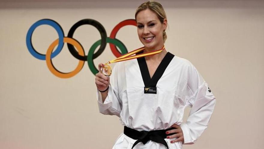 Patricia Rodríguez, ayer, durante su entrenamiento con el POLC TKD Galicia en Pontevedra. |  // RAFA VÁZQUEZ