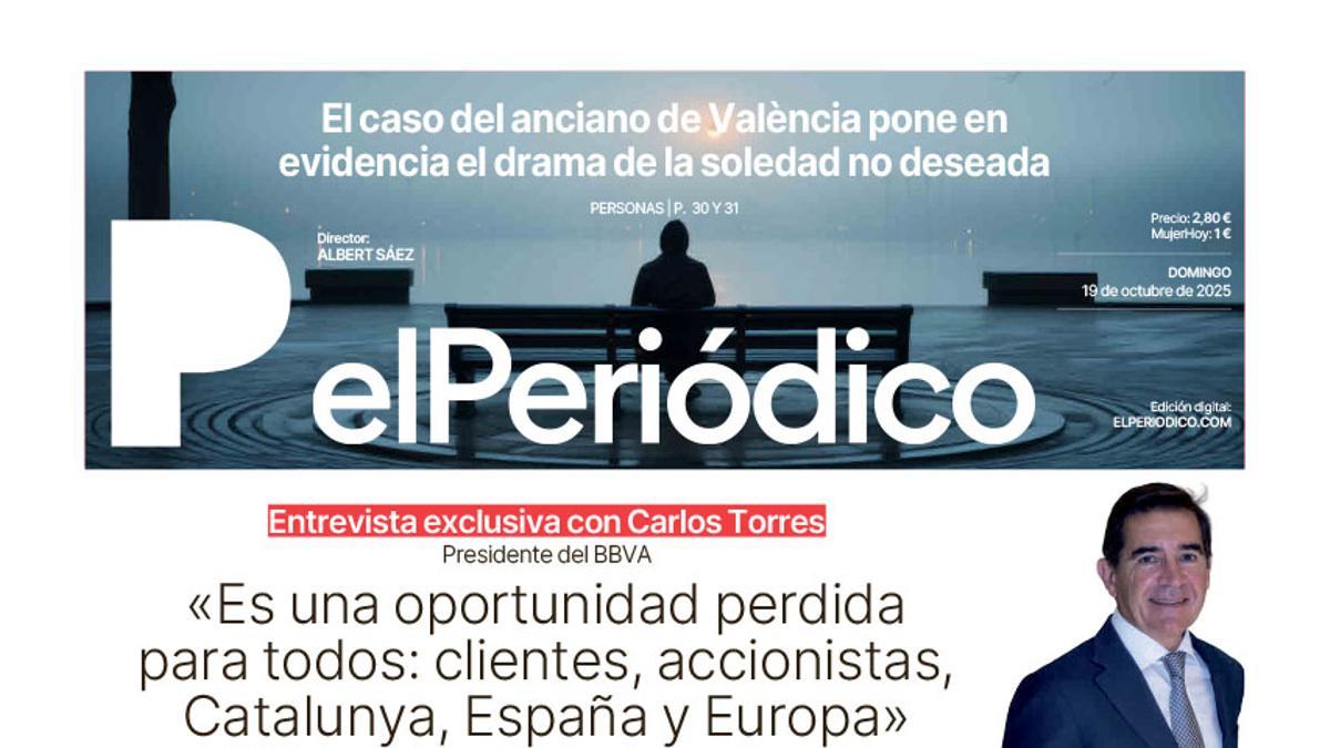 La portada de EL PERIÓDICO del 19 de octubre de 2025