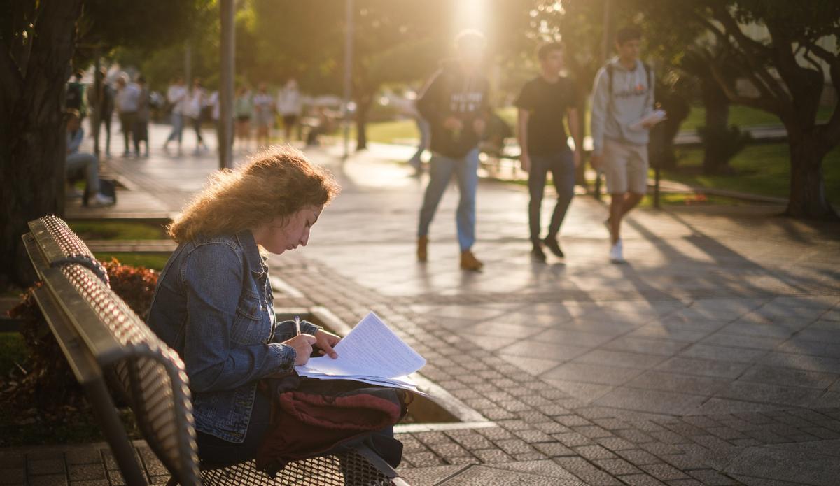 Estudiantes en el Campus de Guajara.