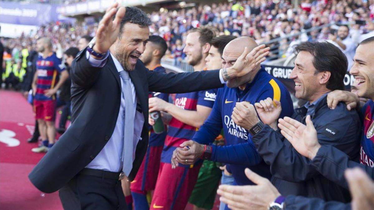 Luis Enrique celebró la temporada 2015-2016 una Liga que se tuvo que ganar dos veces