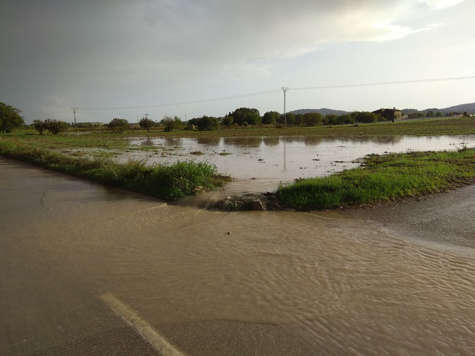 Se desborda el torrent del Puig d'en Moltó en Montuïri