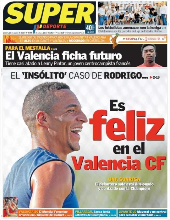 Portadas deportivas jueves 23 de agosto de 2018