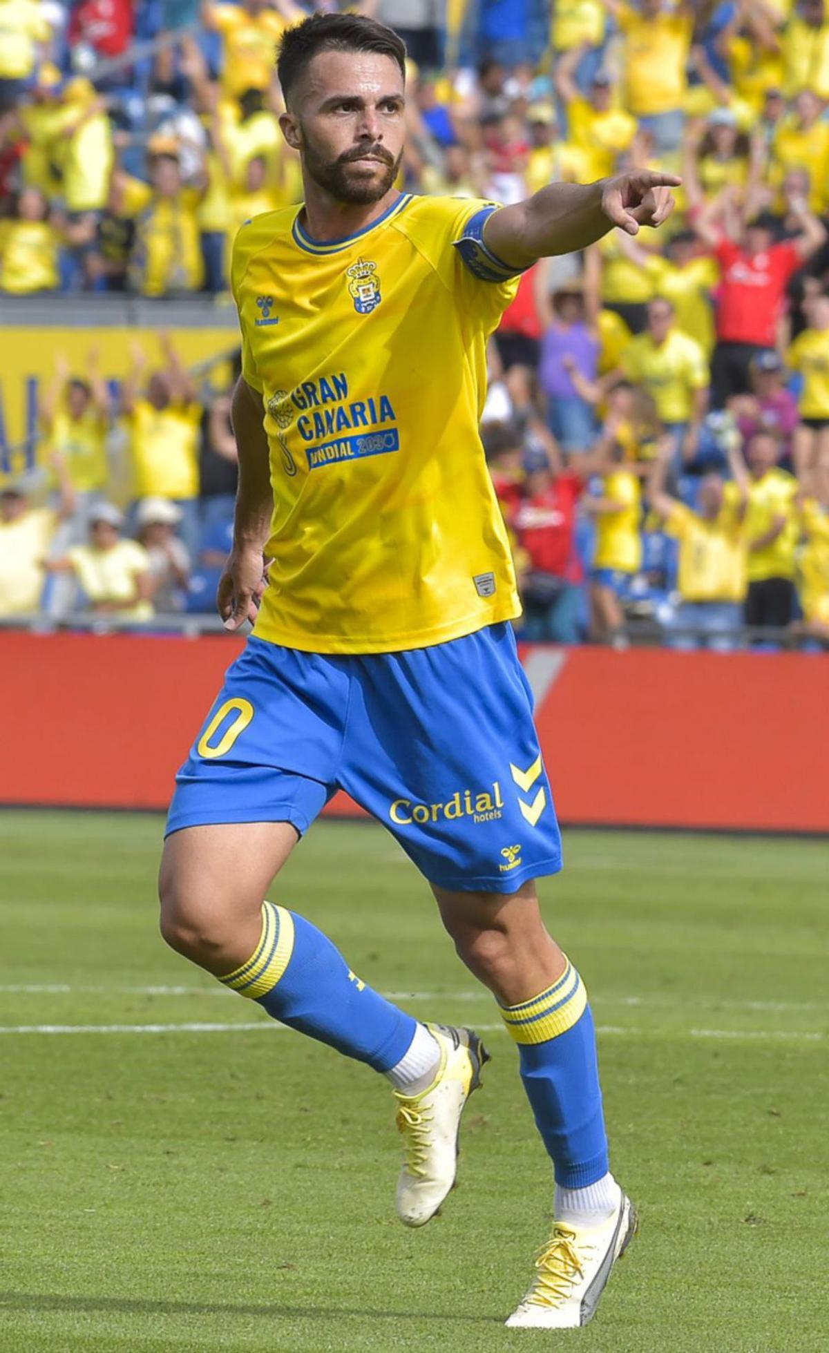 Kirian Rodríguez festeja su segundo tanto al Villarreal en el Gran Canaria. | | ANDRÉS CRUZ 