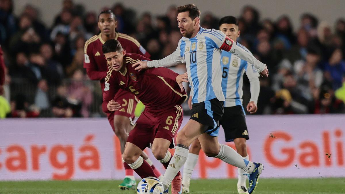 Messi, durante el duelo ante Venezuela