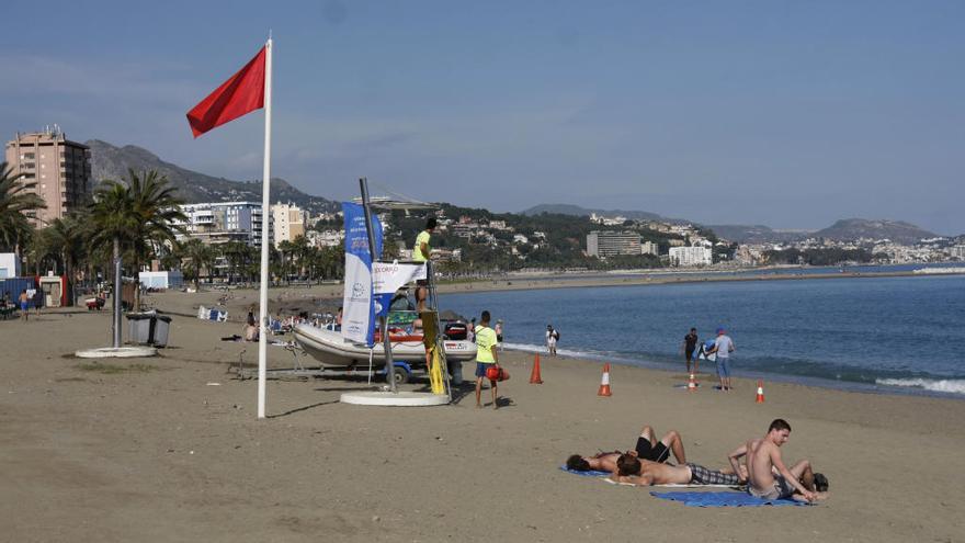 Bandera roja en La Malagueta por la presencia de medusas.