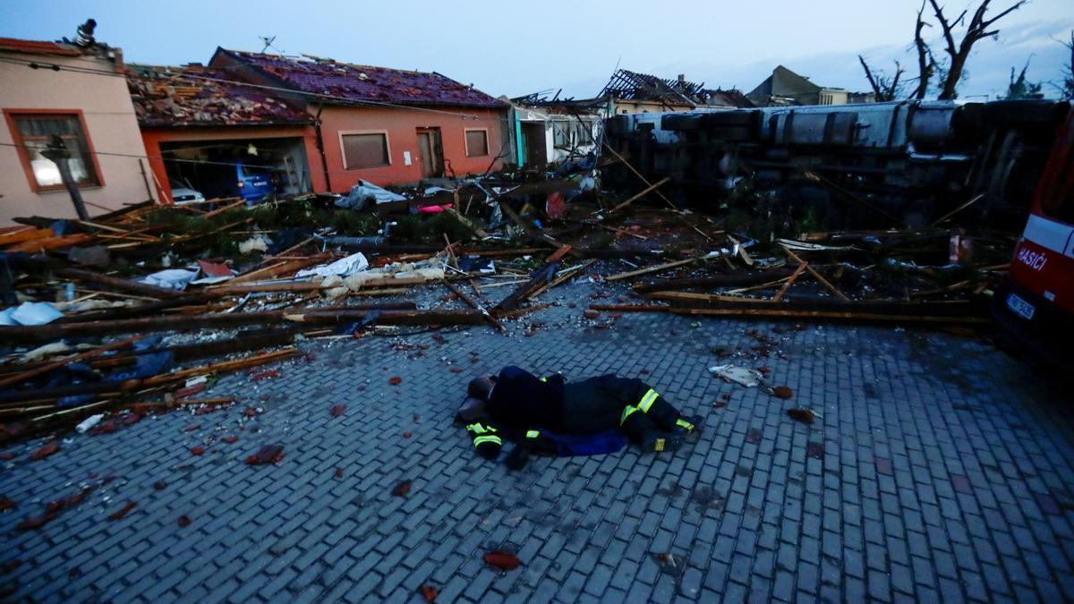 Aftermath of rare tornado in Moravska Nova Ves