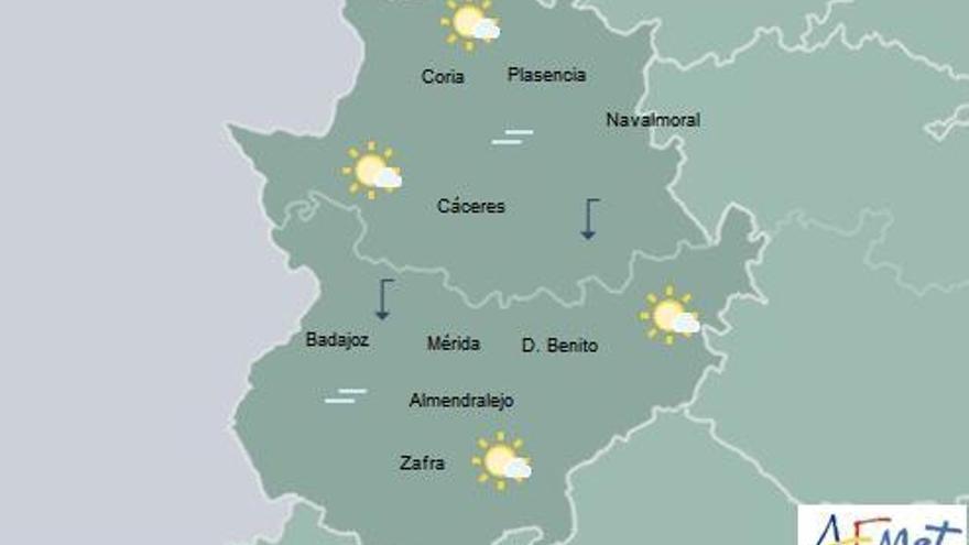 Cielos poco nubosos y temperaturas mínimas en descenso en áreas montañosas de la región