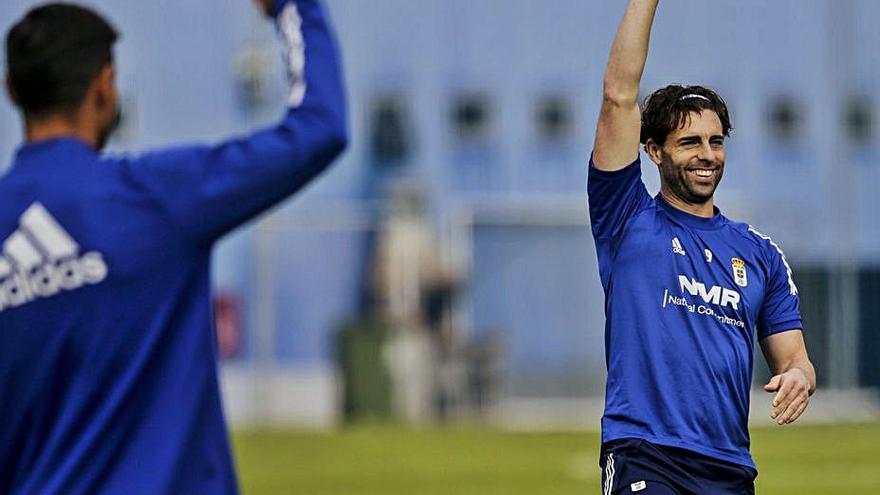 Rodri,  durante un entrenamiento del Oviedo en El Requexón