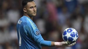 Keylor Navas, portero del Real Madrid, durante el debut en Champions ante la Roma.