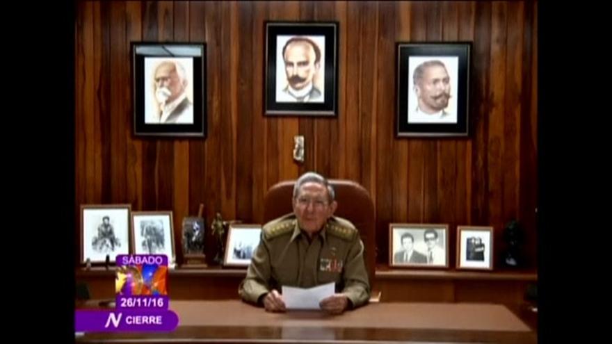 El vídeo en que Raúl Castro anuncia la muerte de Fidel Castro