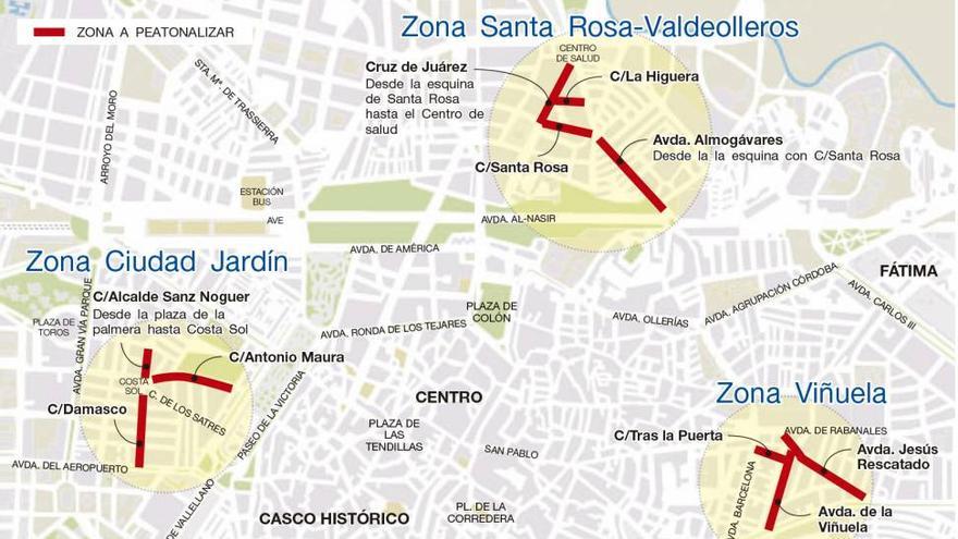 Ciudad Jardín, La Viñuela y Santa Rosa podrían tener vías peatonales