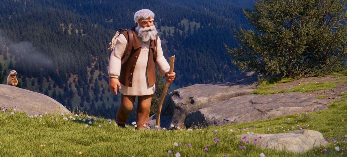 El abuelito, en Los Alpes.
