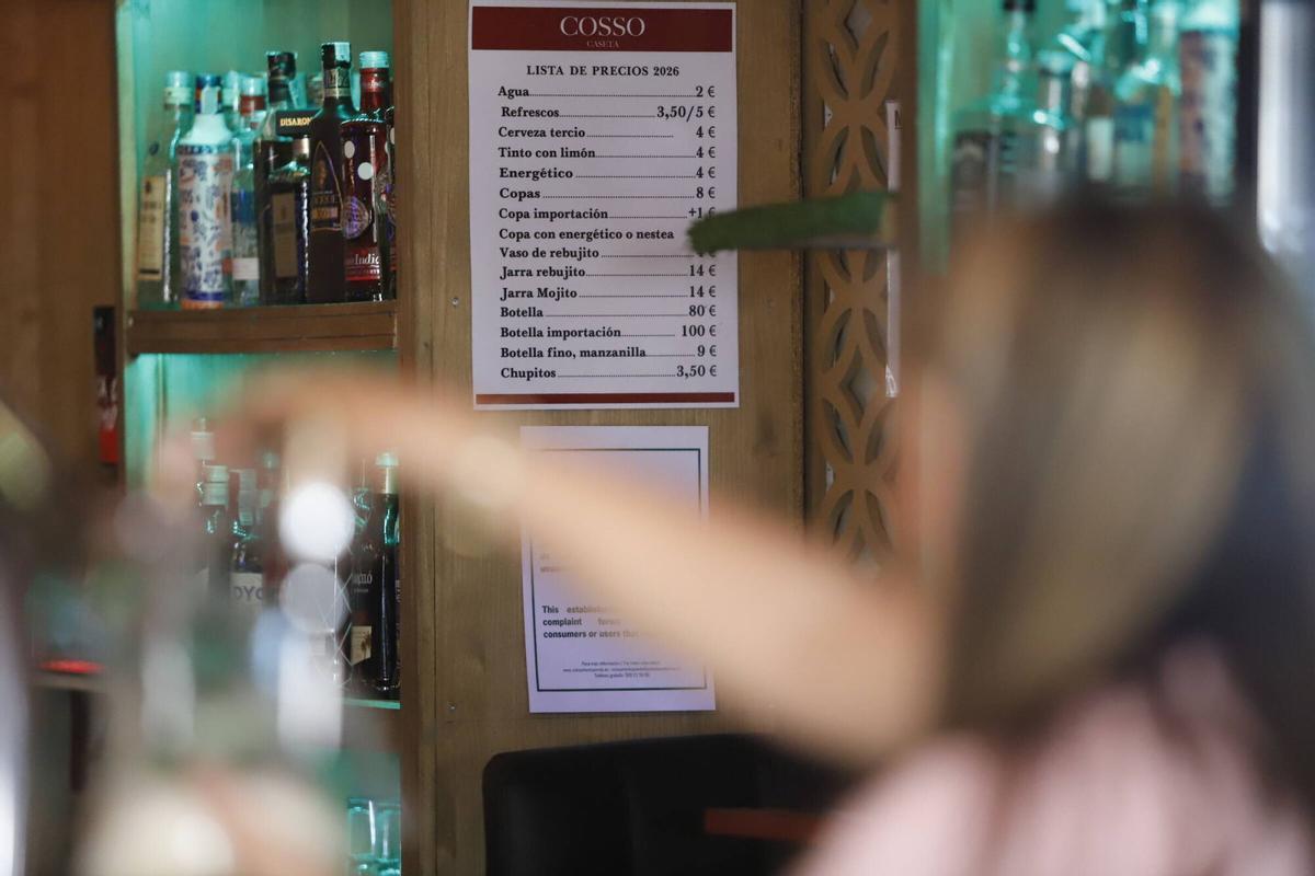 Precios en la caseta El Cosso de la Feria.