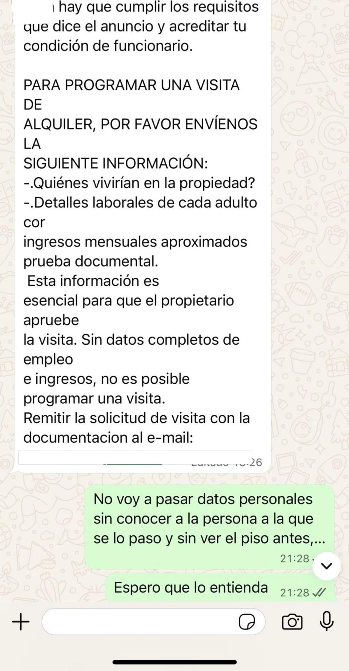 Intento de estafa por WhatsApp a una residente en la isla