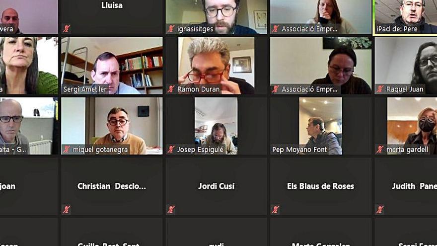 Diversos empresaris, en plena reunió telemàtica.