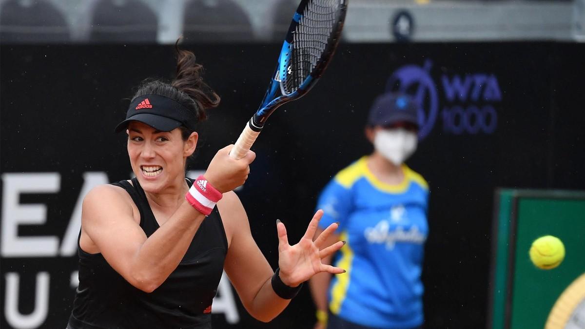 Muguruza, durante el partido de hoy en Roma