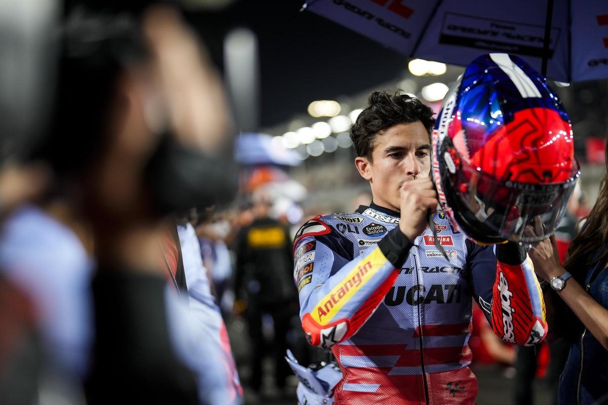 Marc Márquez (Ducati), en la parrilla del circuito de Losail.