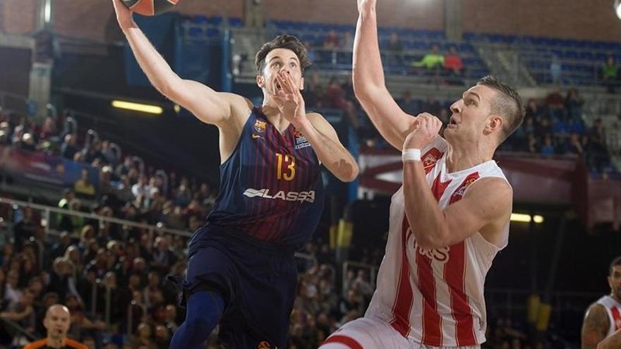 Alen Omic, esta pasada semana, ante el FC Barcelona, con la camiseta del Estrella Roja.