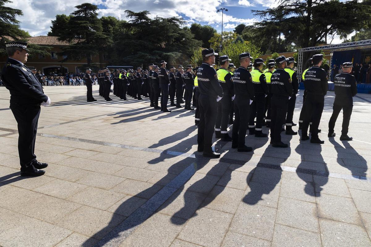 Tropa de la Policía Local formada en el Día del Patrón del cuerpo.