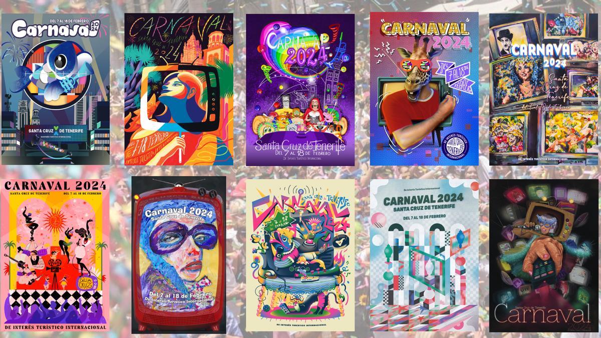 Diez obras optan a ser elegidas como el cartel del Carnaval de Santa Cruz de Tenerife 2024.