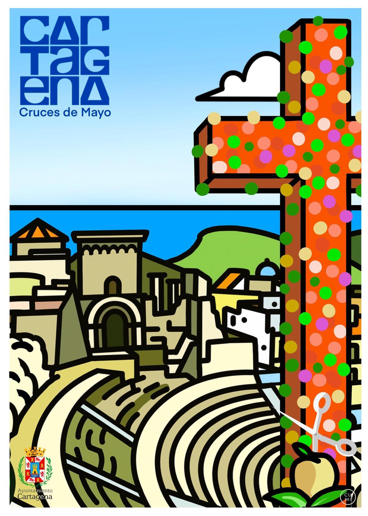 Cartel de las Cruces de Mayo en Cartagena.