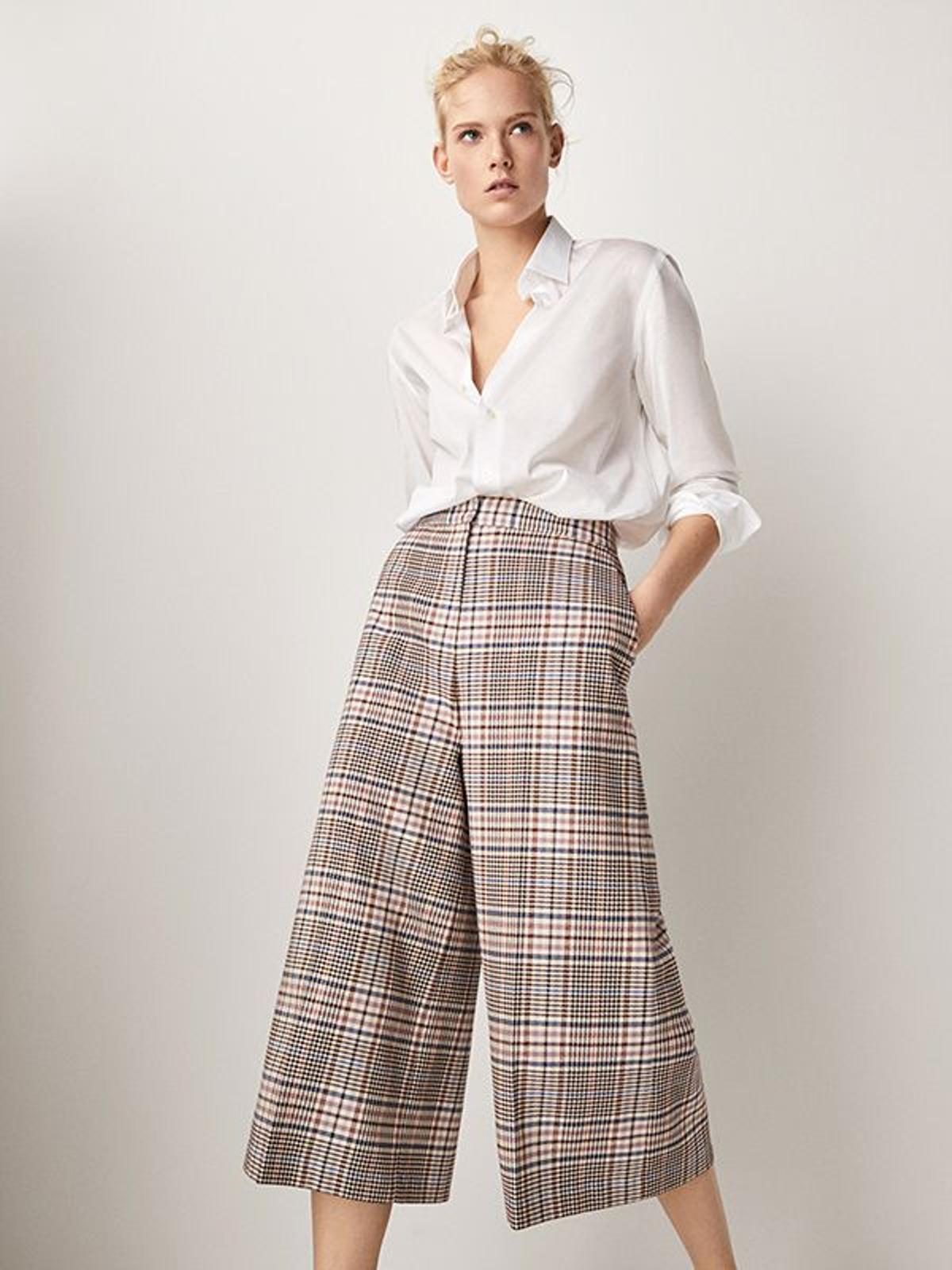 Rebajas Massimo Dutti: pantalón culotte a cuadros