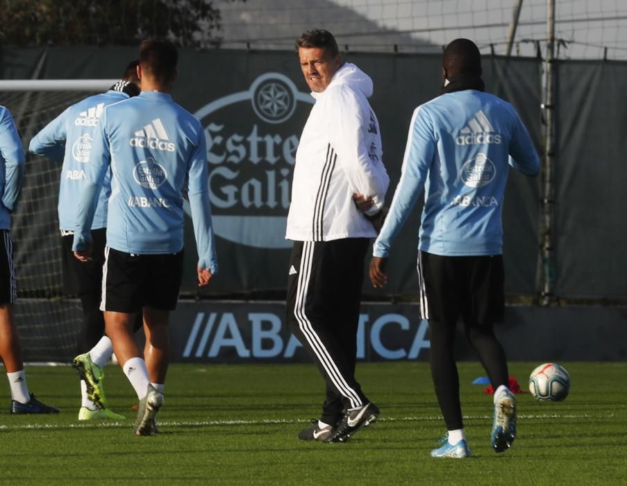 La primera sesión de entrenamiento de Óscar García al frente del Celta