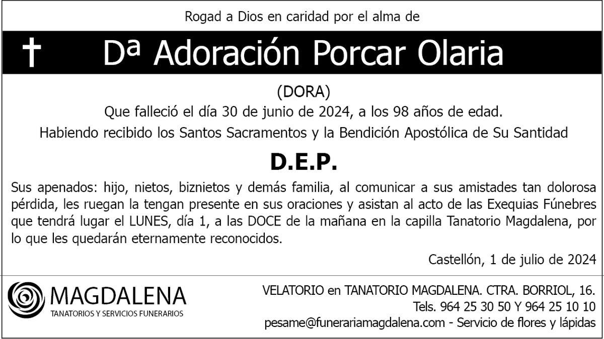 Dª Adoración Porcar Olaria