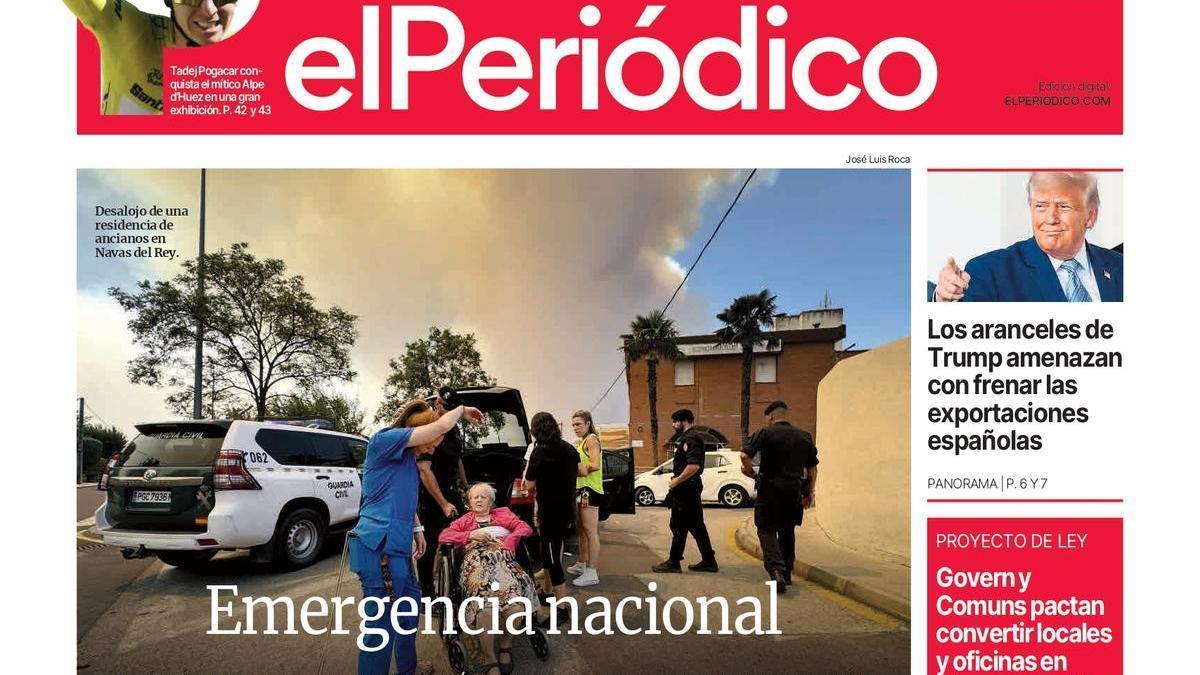 La portada de EL PERIÓDICO del 25 de julio de 2026