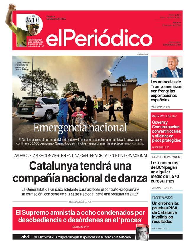La portada de EL PERIÓDICO del 25 de julio de 2026
