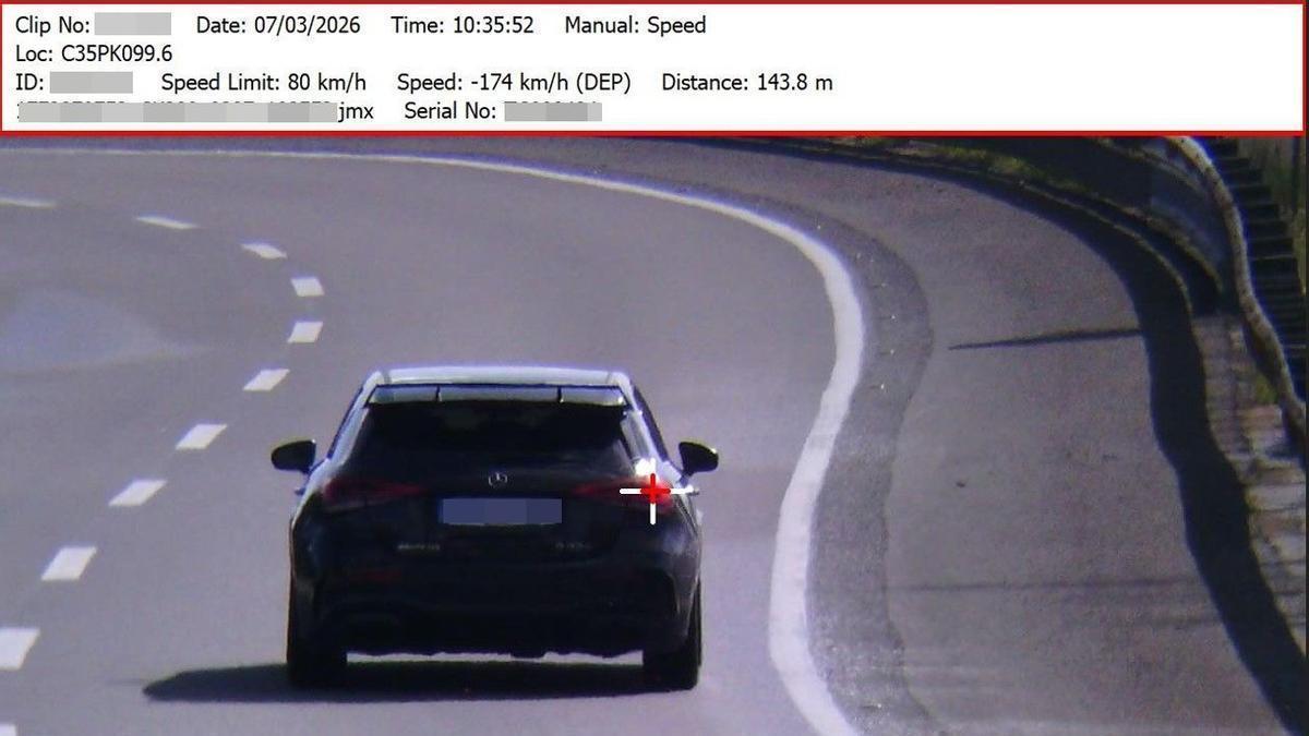 El vehicle enxampat en el control de velocitat circulant a 174 km/hora a Llagostera.