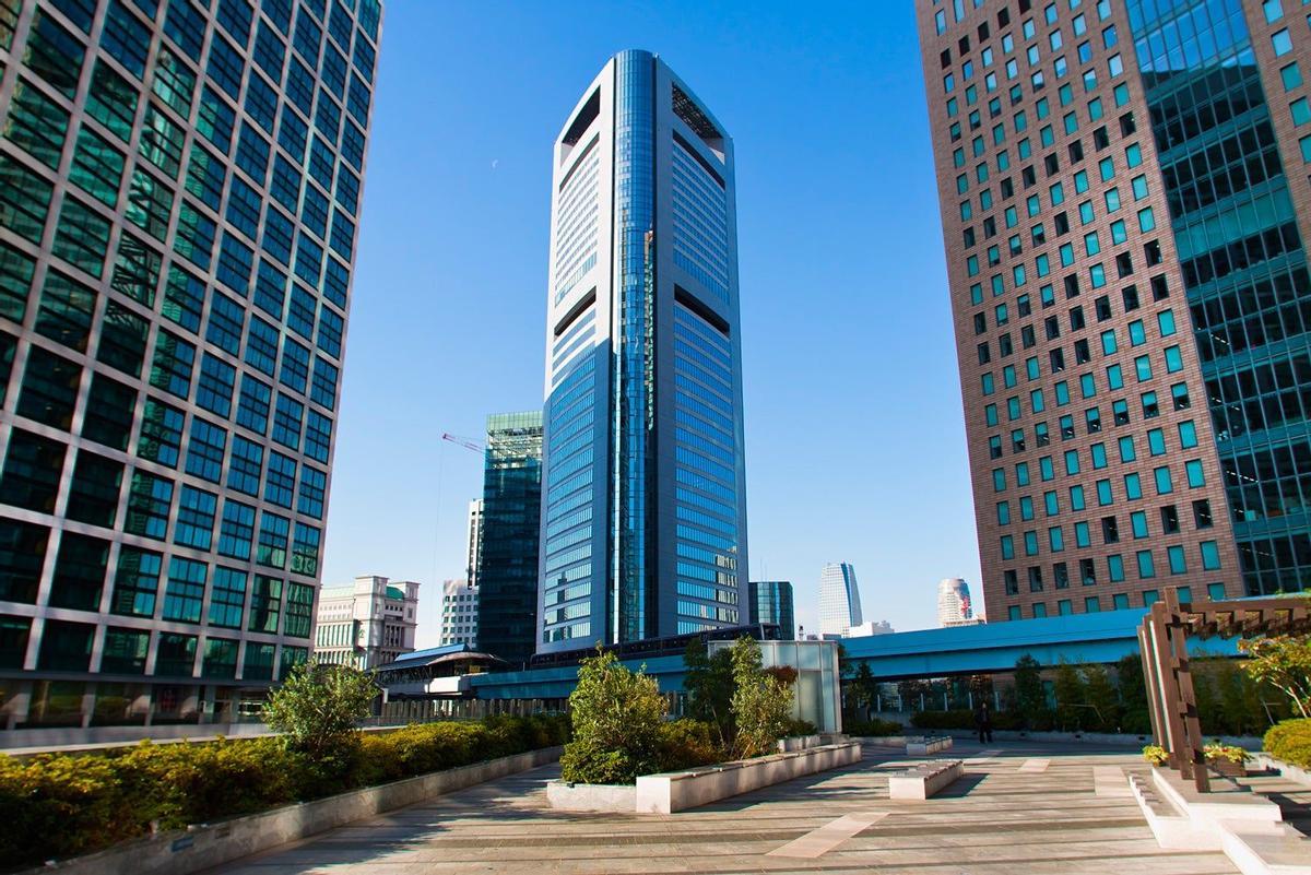 Edificios en el barrio financiero de Shiodome en Minato, Tokio