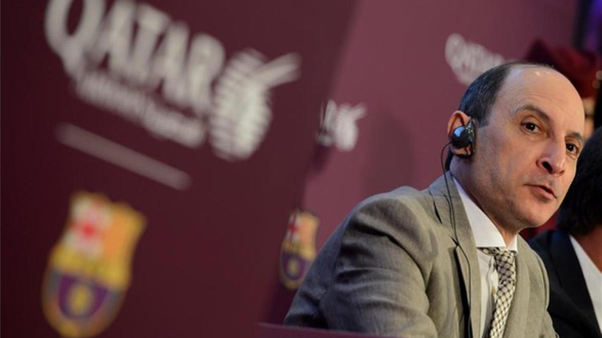 Akbar Al Baker, consejero delegado de Qatar Airways, ayer en la presentación del acuerdo con el Barça