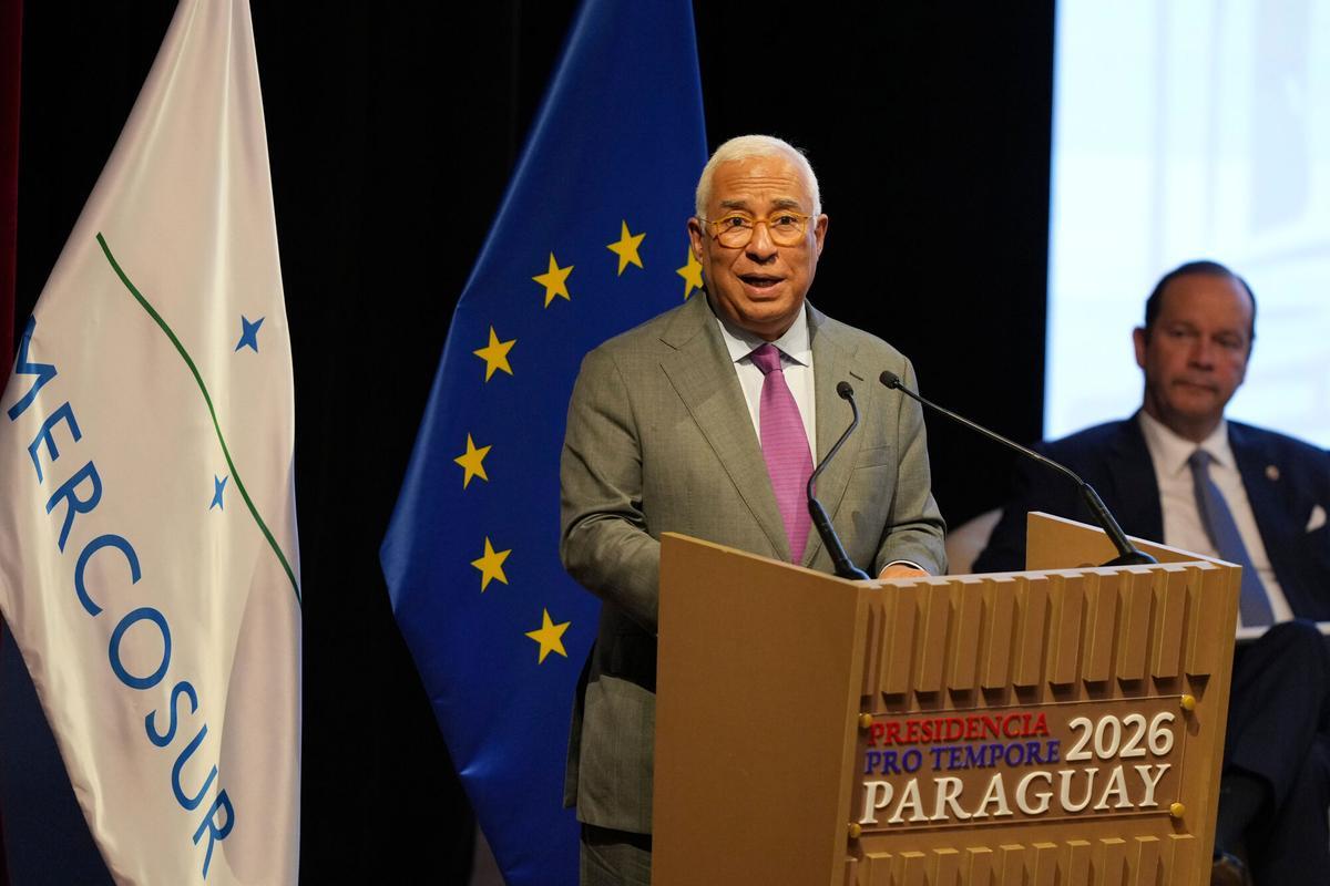 António Costa, en Asunción, durante la firma del acuerdo entre la UE y el Mercosur.