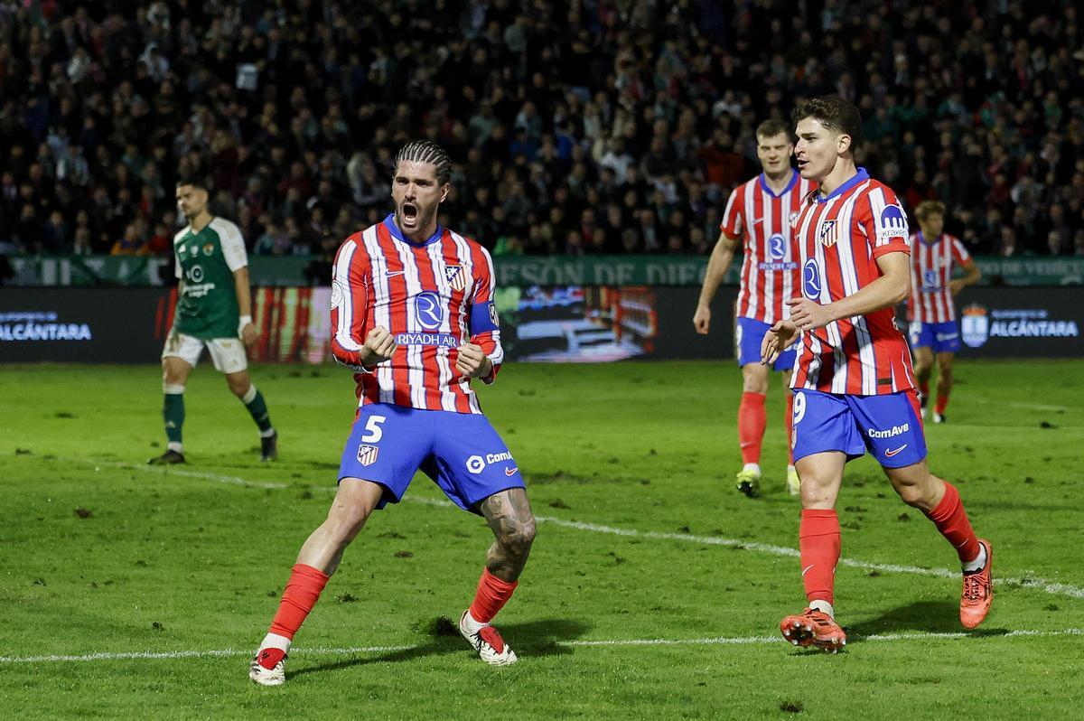 Rodrigo de Paul celebrando su gol en Copa frente al Cacereño