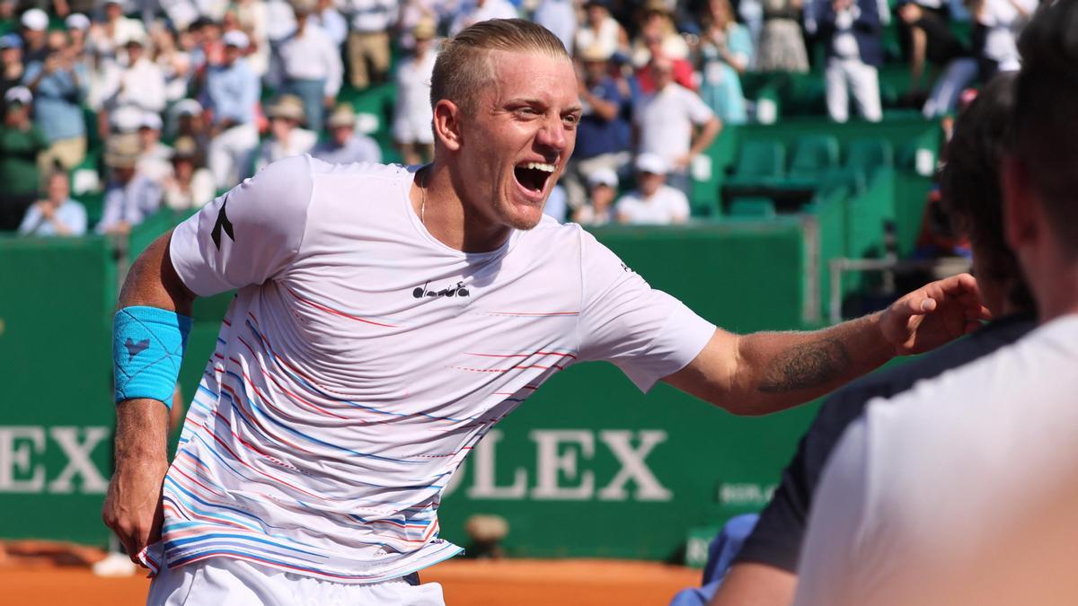 Alejandro Davidovich, celebrando su triunfo ante Dimitrov.