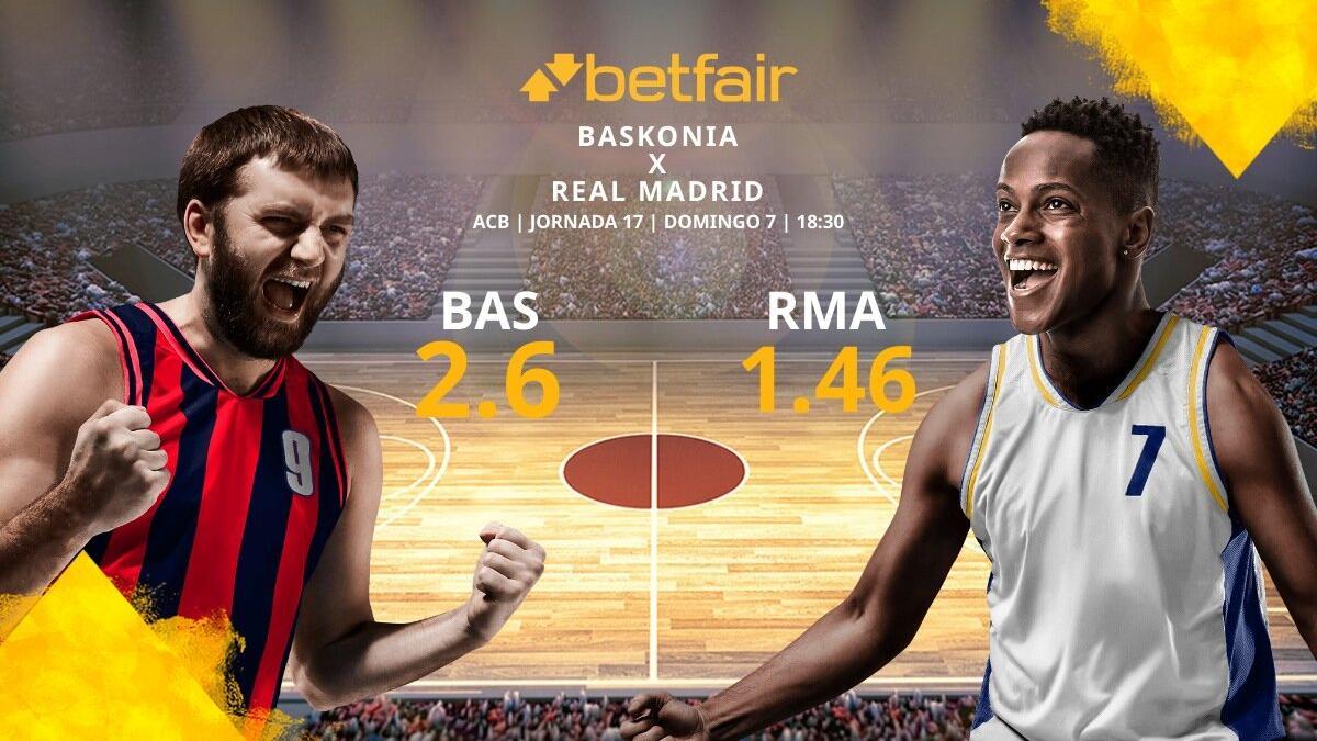 Saski Baskonia vs. Real Madrid Baloncesto: horario, TV, estadísticas, clasificación y pronósticos ACB