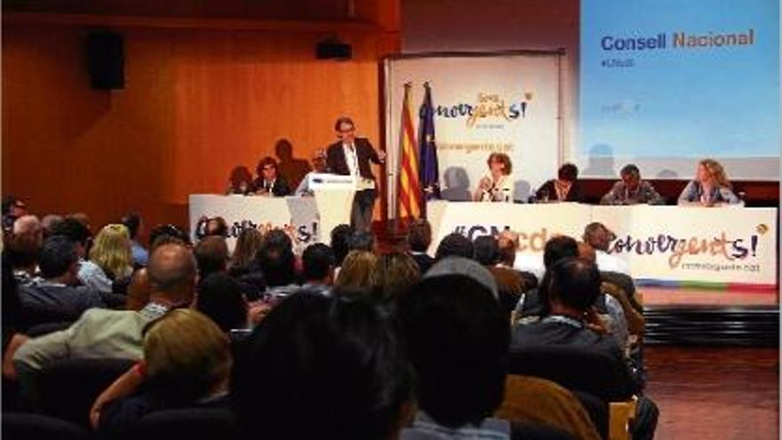 El president de CDC, Artur Mas, durant la seva intervenció en el consell nacional de diumenge.